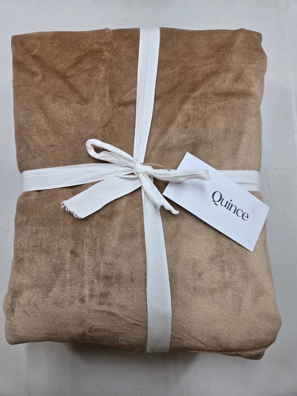 NWT QUINCE 1 48x84 Cotton Velvet True Blackout Curtain Camel 9263